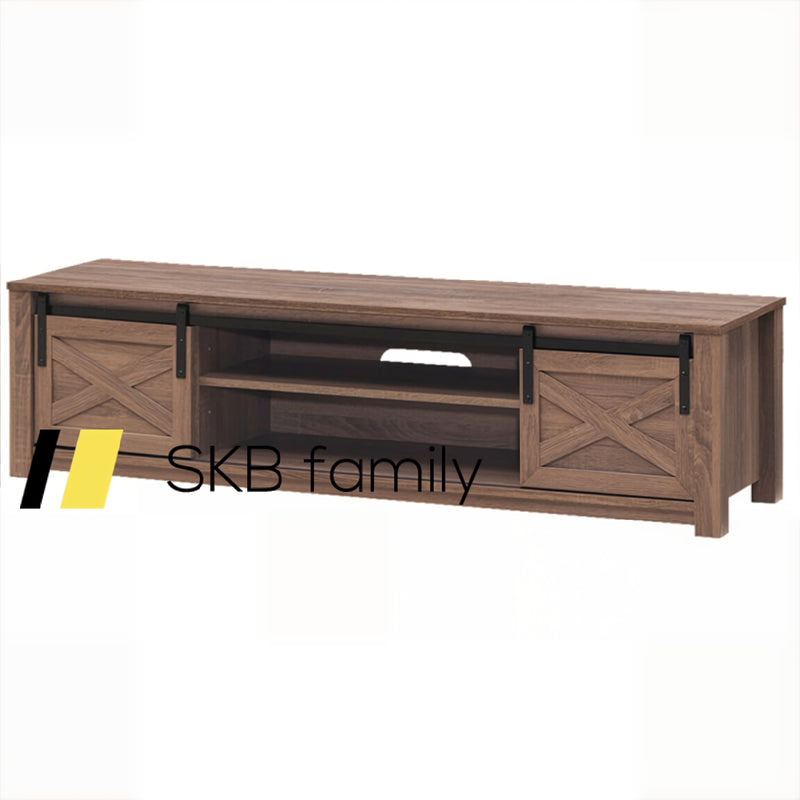 Wooden Tv Stand With Sliding Barn Door For Tvs Up To 65 Inch 240115-215371