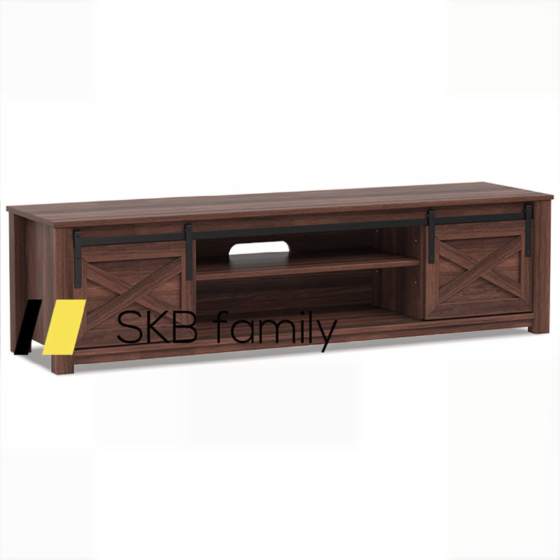 Wooden Tv Stand With Sliding Barn Door For Tvs Up To 65 Inch 240115-215371