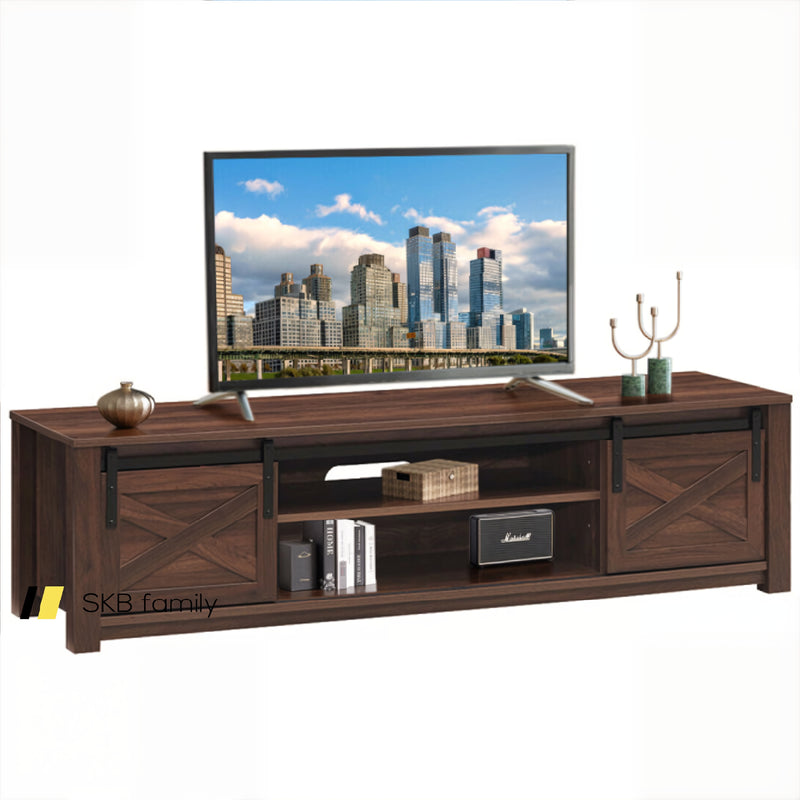 Wooden Tv Stand With Sliding Barn Door For Tvs Up To 65 Inch 240115-215371