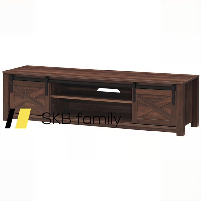 Wooden Tv Stand With Sliding Barn Door For Tvs Up To 65 Inch 240115-215371