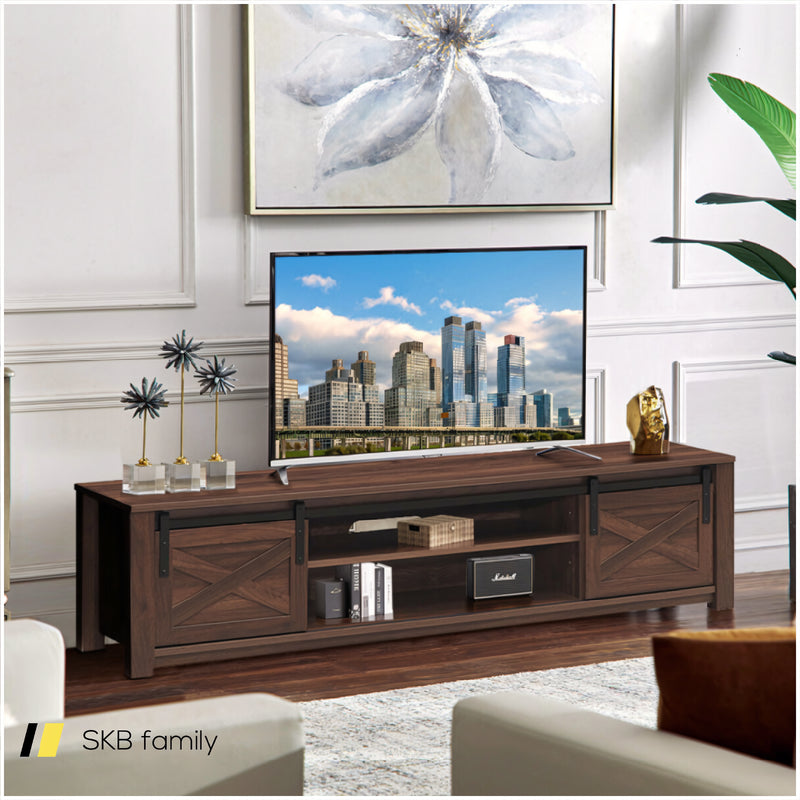 Wooden Tv Stand With Sliding Barn Door For Tvs Up To 65 Inch 240115-215371