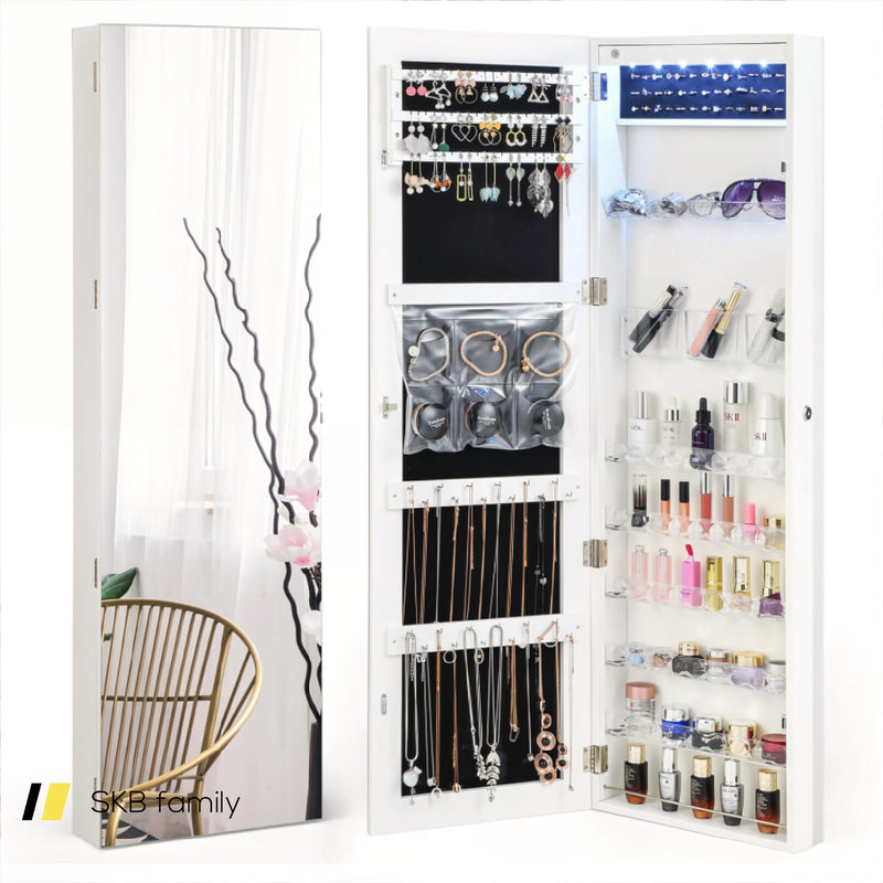 Wall Door Mounted Jewelry Armoire With Frameless Led Mirror 240115-215425