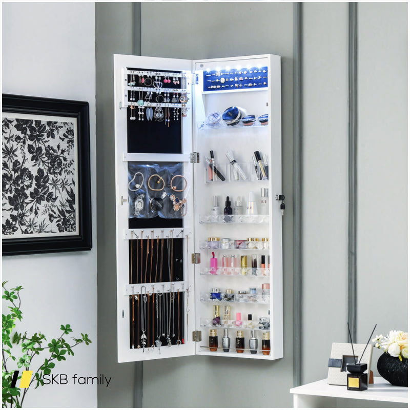 Wall Door Mounted Jewelry Armoire With Frameless Led Mirror 240115-215425