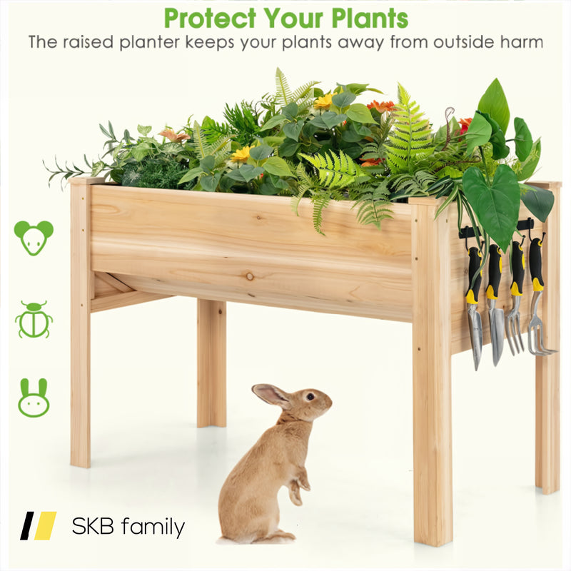 48 X 24 X 32 Inch Elevated Wood Planter Box With Legs 240115-215450