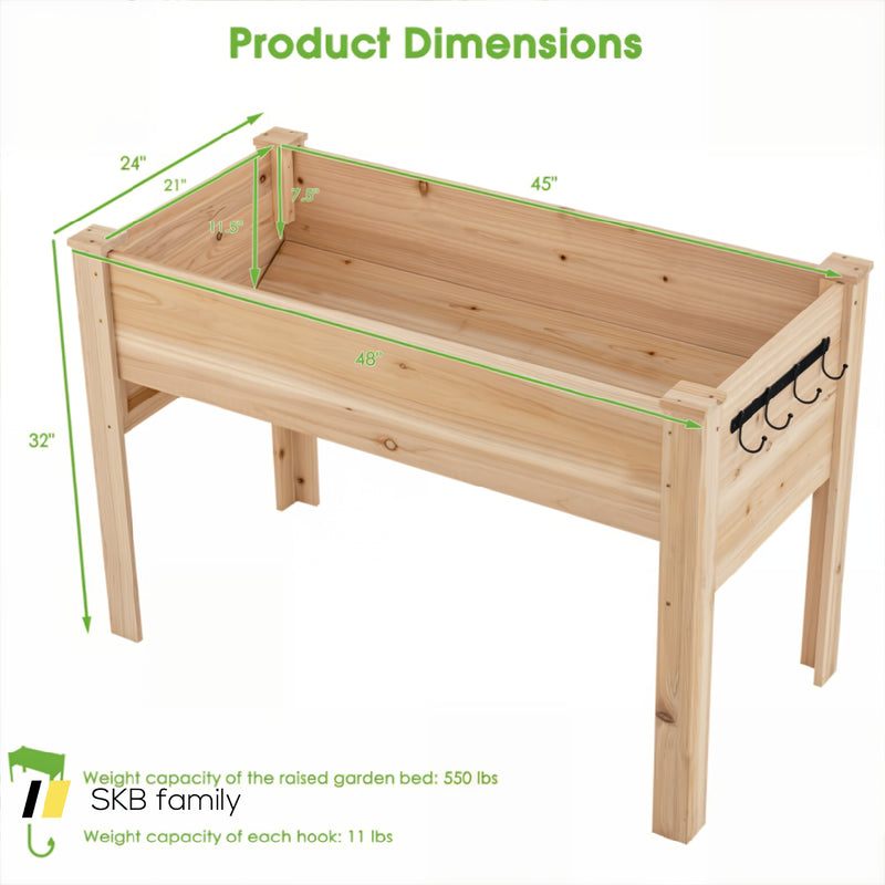 48 X 24 X 32 Inch Elevated Wood Planter Box With Legs 240115-215450