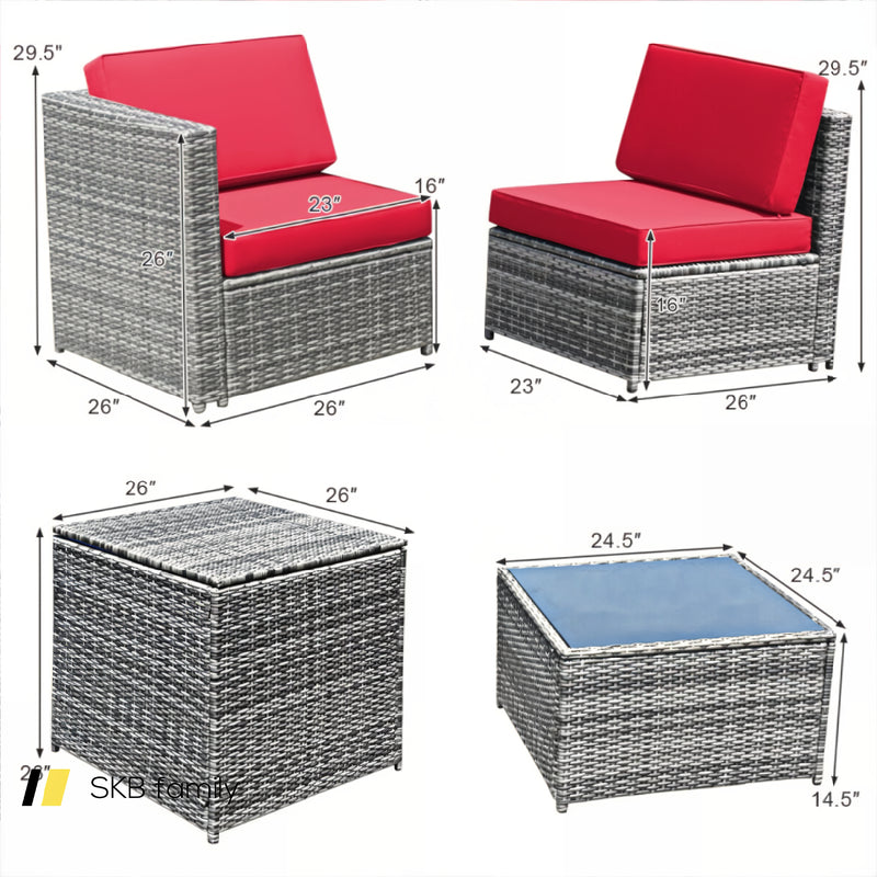 8 Pieces Wicker Sofa Rattan Dining Set Patio Furniture With Storage Table 240115-215464