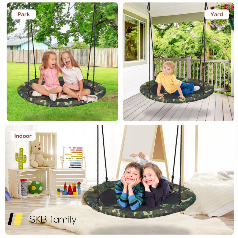 40 Inch Flying Saucer Tree Swing Outdoor Play Set With Adjustable Ropes Gift For Kids 240115-215473