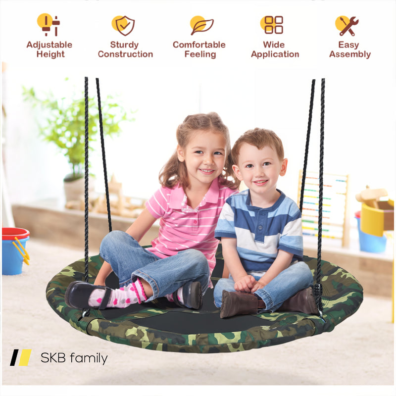 40 Inch Flying Saucer Tree Swing Outdoor Play Set With Adjustable Ropes Gift For Kids 240115-215473