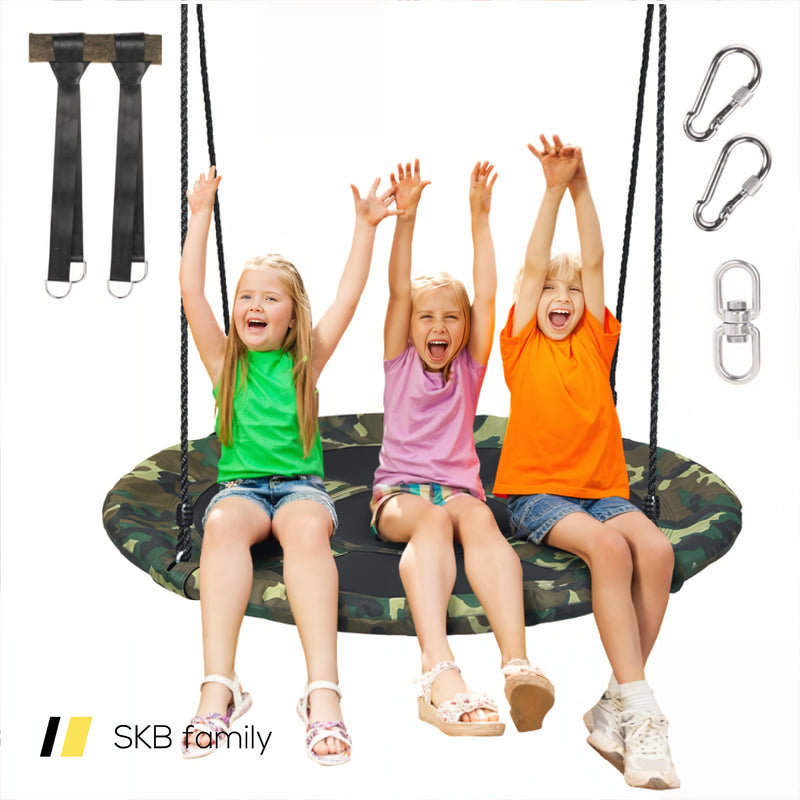 40 Inch Flying Saucer Tree Swing Outdoor Play Set With Adjustable Ropes Gift For Kids 240115-215473