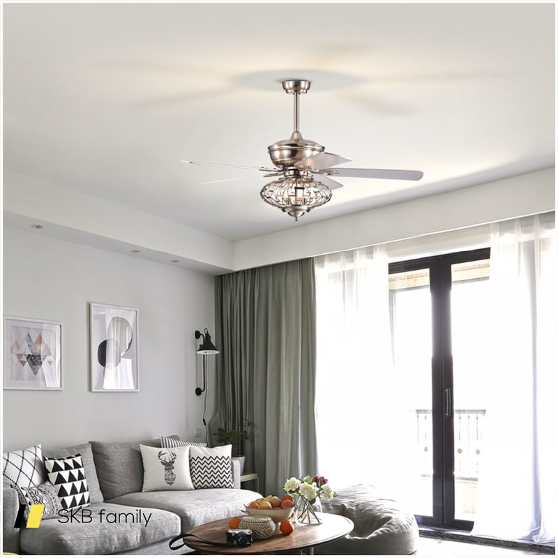 52 Inches Ceiling Fan With Wooden Blades And Remote Control 240115-215490