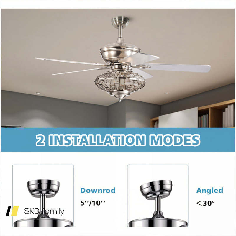 52 Inches Ceiling Fan With Wooden Blades And Remote Control 240115-215490