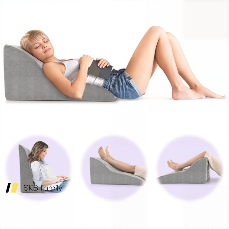 Bed Wedge Pillow Back Support Triangle Reading Pillow With Detachable Cover 240115-215498