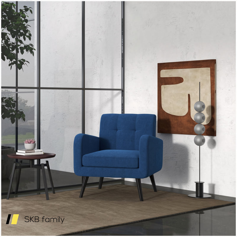 Modern Upholstered Comfy Accent Chair With Rubber Wood Legs 240115-215517