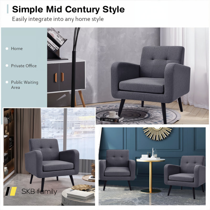 Modern Upholstered Comfy Accent Chair With Rubber Wood Legs 240115-215517