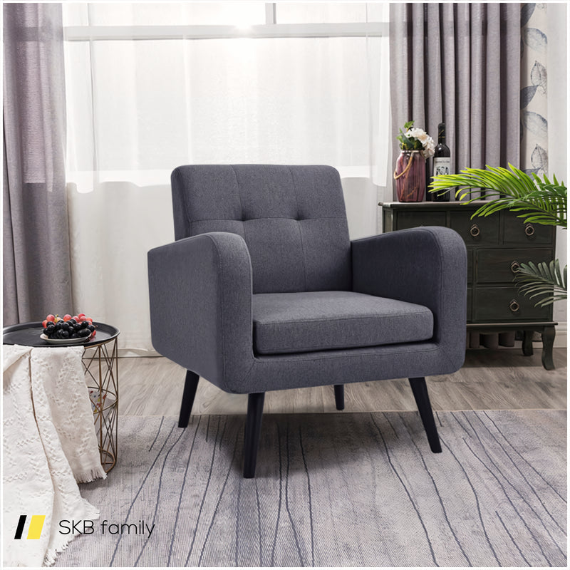 Modern Upholstered Comfy Accent Chair With Rubber Wood Legs 240115-215517