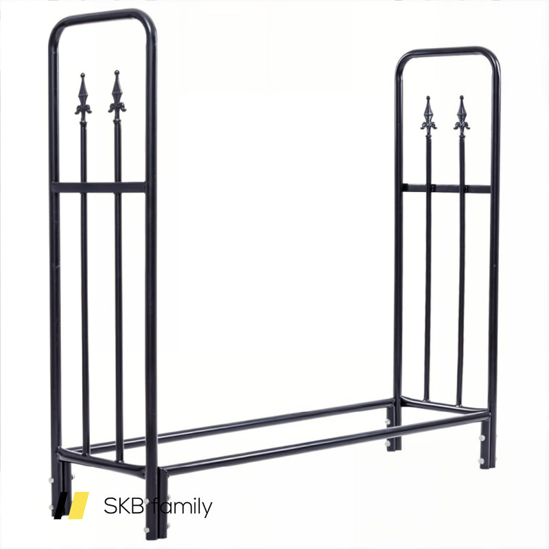 4 Feet Outdoor Heavy Duty Steel Firewood Wood Storage Rack 240115-215520