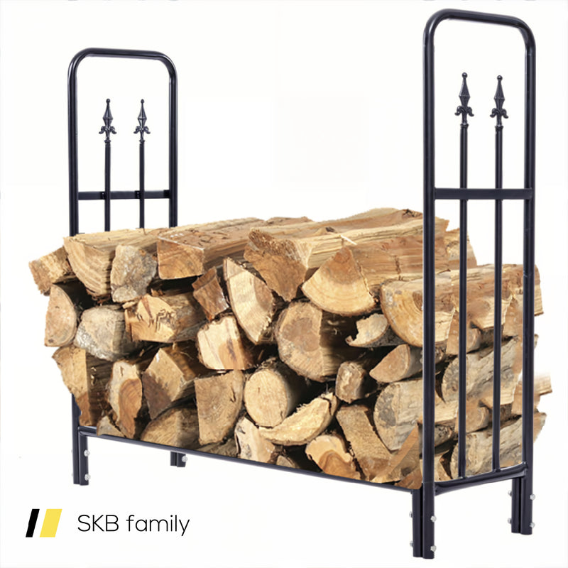 4 Feet Outdoor Heavy Duty Steel Firewood Wood Storage Rack 240115-215520