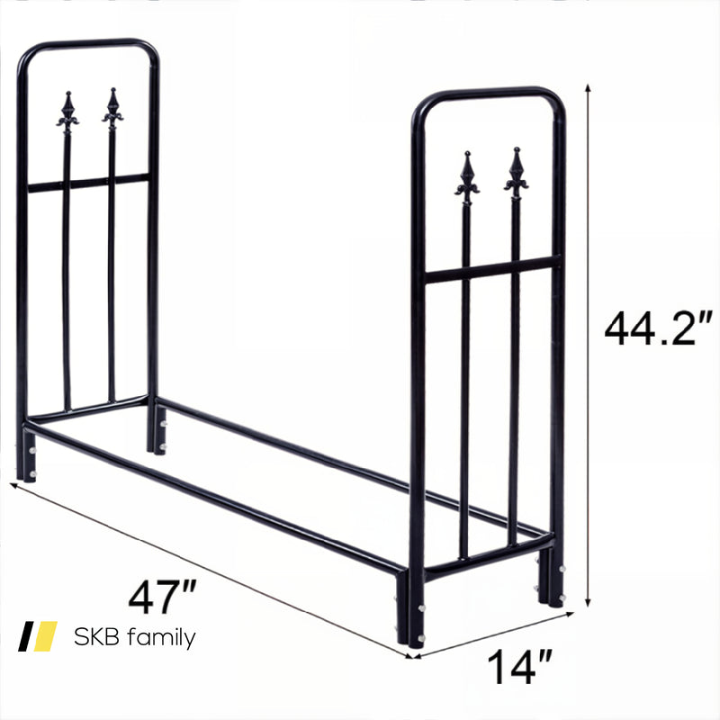 4 Feet Outdoor Heavy Duty Steel Firewood Wood Storage Rack 240115-215520