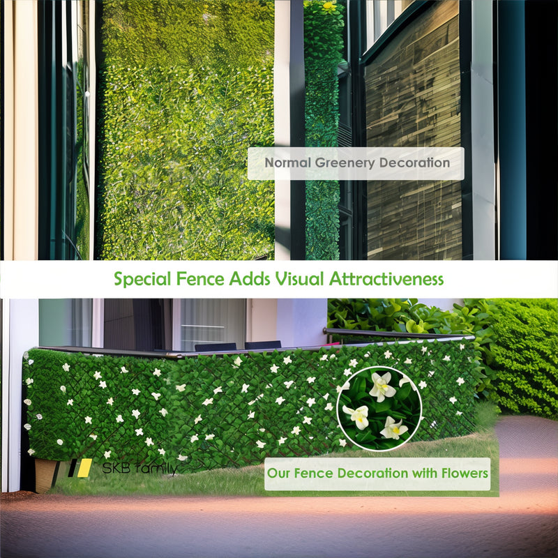 1 Piece Expandable Faux Ivy Privacy Screen Fence Panel Pack With Flower 240115-215521