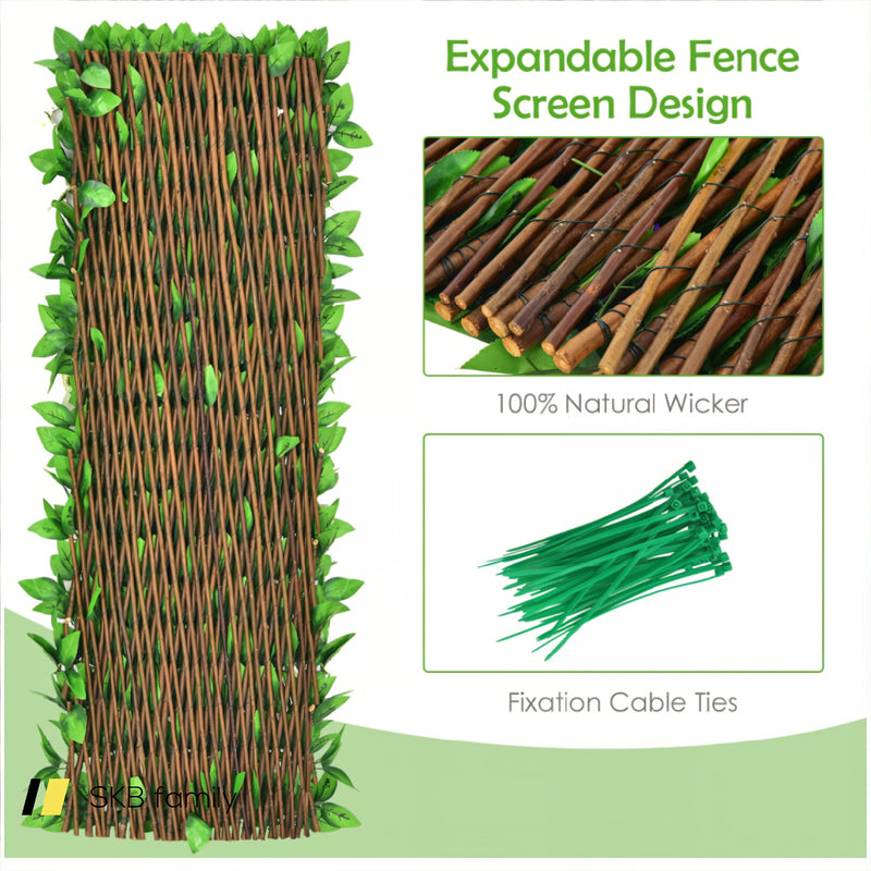 1 Piece Expandable Faux Ivy Privacy Screen Fence Panel Pack With Flower 240115-215521