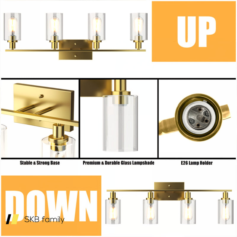 4-Light Wall Sconce With Clear Glass Shade 240115-215539