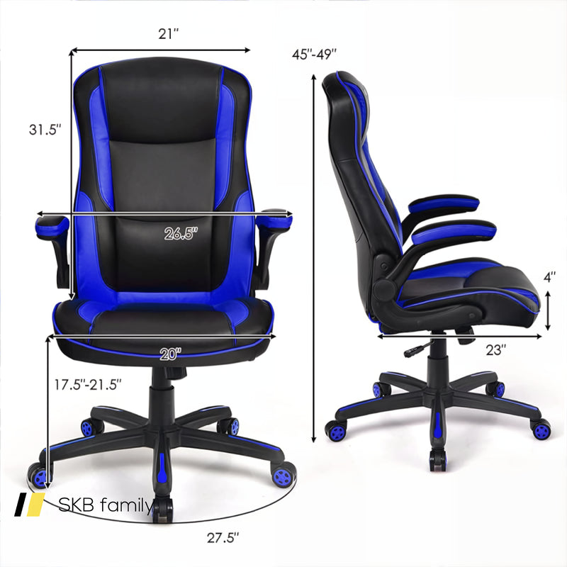 Racing Style Office Chair With Pvc And Pu Leather Seat 240115-215552