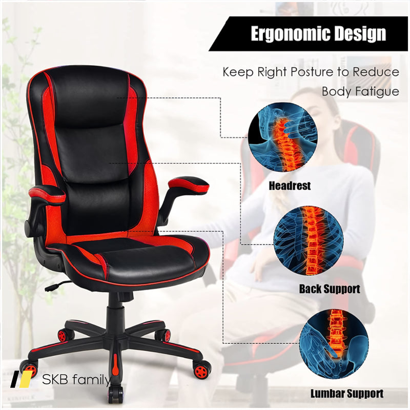 Racing Style Office Chair With Pvc And Pu Leather Seat 240115-215552