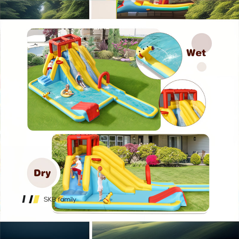 7-In-1 Inflatable Dual Slide Water Park Bounce House Without Blower 240115-215555