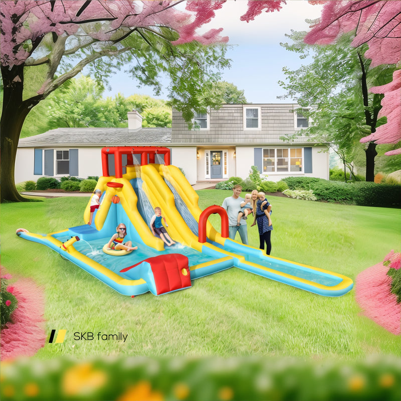 7-In-1 Inflatable Dual Slide Water Park Bounce House Without Blower 240115-215555