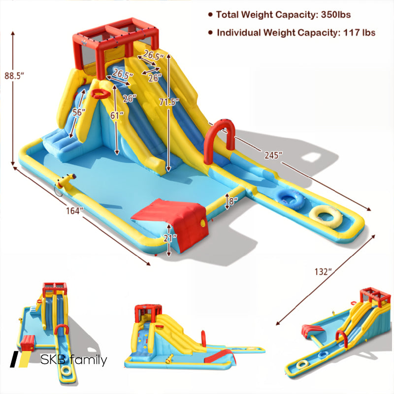 7-In-1 Inflatable Dual Slide Water Park Bounce House Without Blower 240115-215555