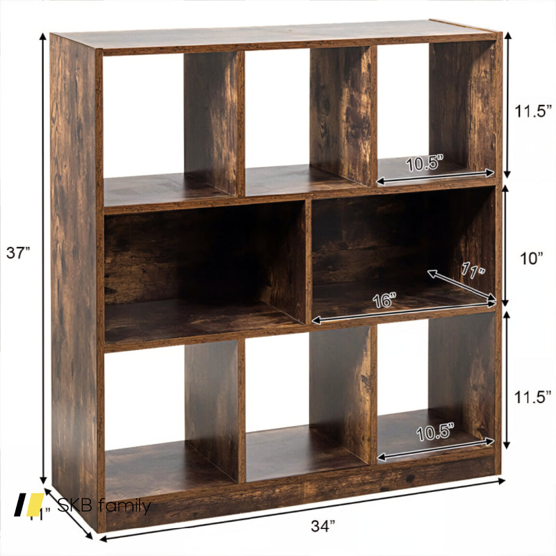 Open Compartments Industrial Freestanding Bookshelf For Decorations 240115-215559