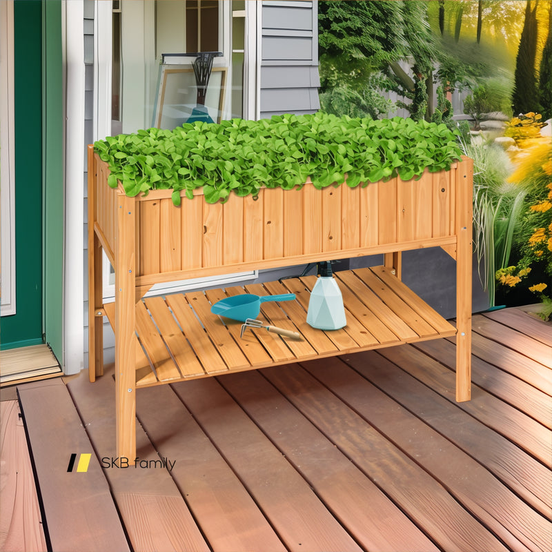 Wooden Elevated Planter Box Shelf Suitable For Garden Use 240115-215574