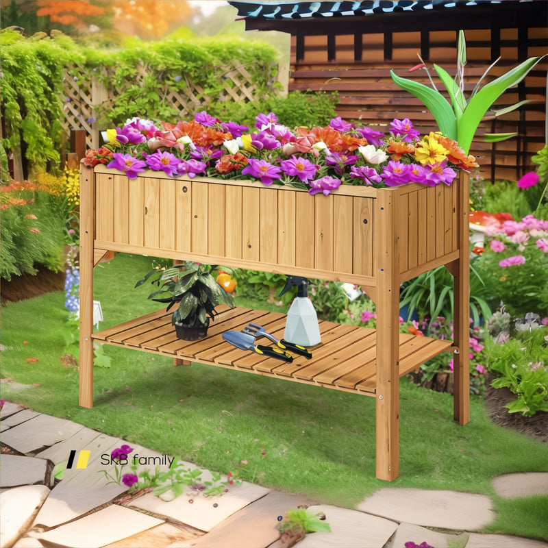 Wooden Elevated Planter Box Shelf Suitable For Garden Use 240115-215574