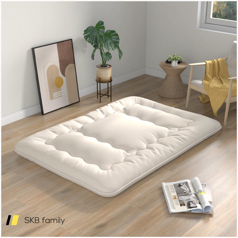 Queen/King/Twin/Full Futon Mattress Floor Sleeping Pad With Washable Cover Beige 240115-215591