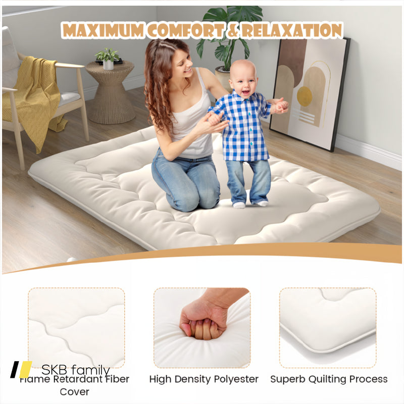 Queen/King/Twin/Full Futon Mattress Floor Sleeping Pad With Washable Cover Beige 240115-215591