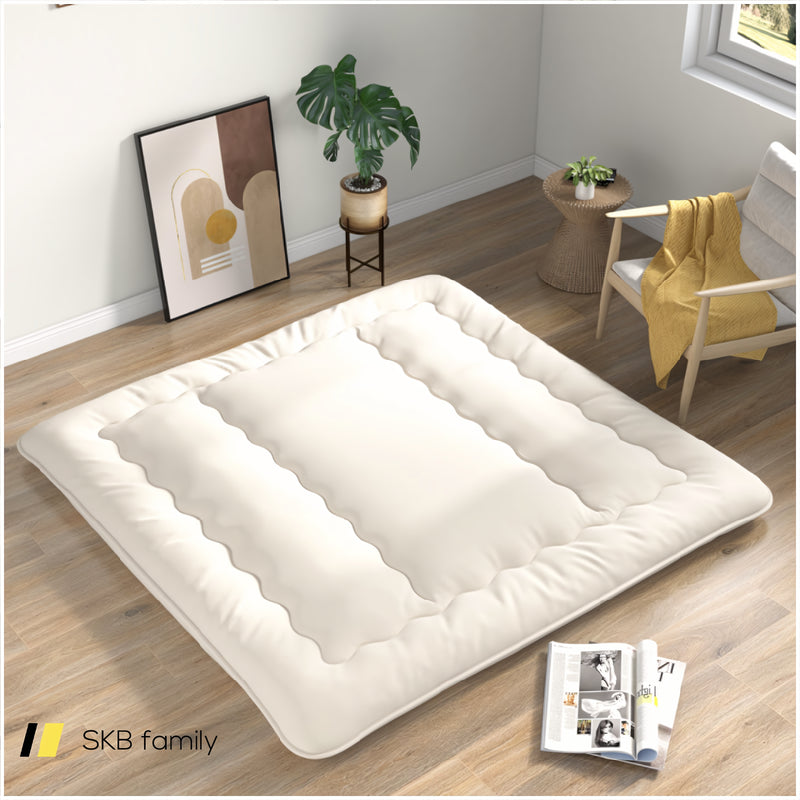 Queen/King/Twin/Full Futon Mattress Floor Sleeping Pad With Washable Cover Beige 240115-215591