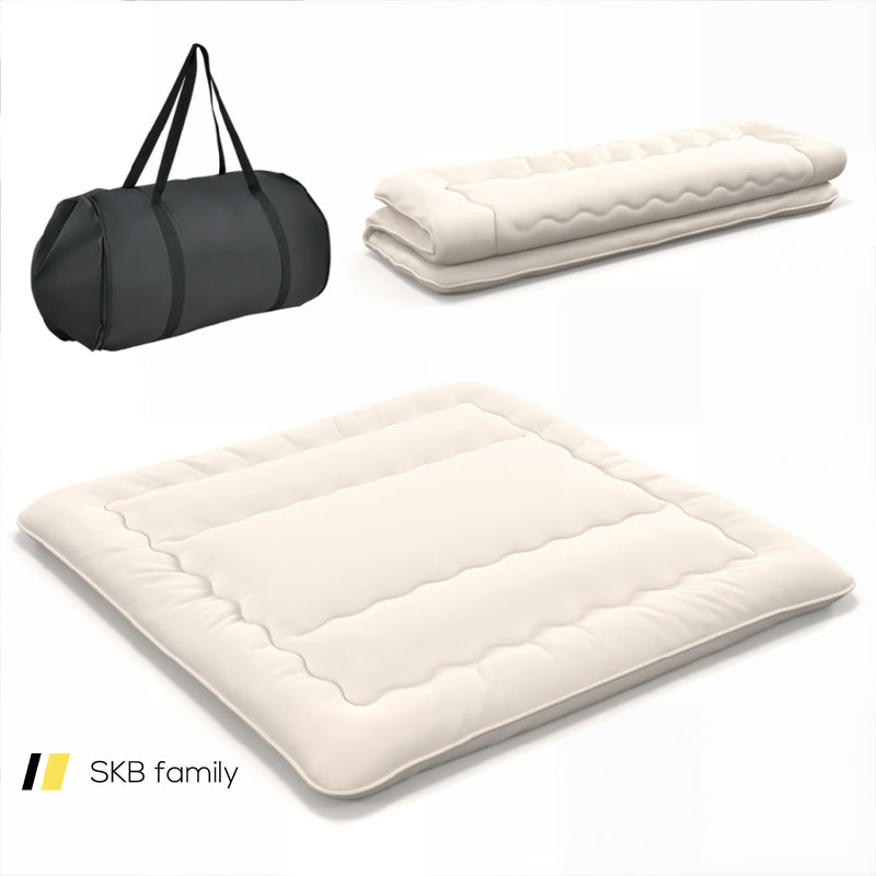 Queen/King/Twin/Full Futon Mattress Floor Sleeping Pad With Washable Cover Beige 240115-215591