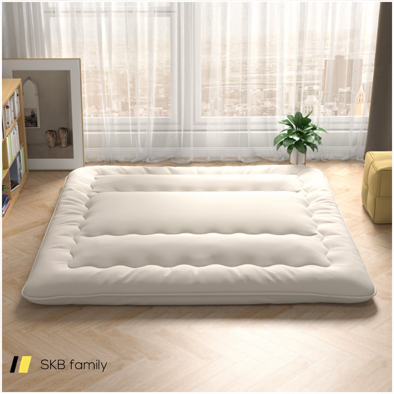 Queen/King/Twin/Full Futon Mattress Floor Sleeping Pad With Washable Cover Beige 240115-215591