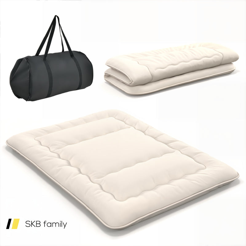 Queen/King/Twin/Full Futon Mattress Floor Sleeping Pad With Washable Cover Beige 240115-215591