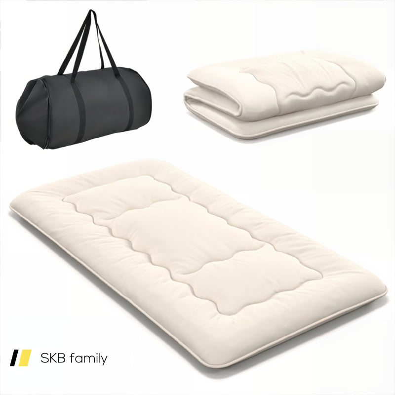 Queen/King/Twin/Full Futon Mattress Floor Sleeping Pad With Washable Cover Beige 240115-215591