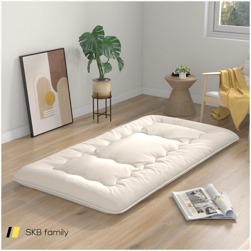 Queen/King/Twin/Full Futon Mattress Floor Sleeping Pad With Washable Cover Beige 240115-215591