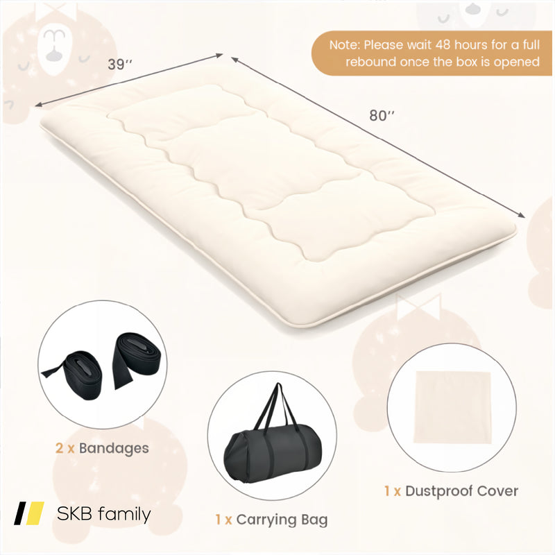 Queen/King/Twin/Full Futon Mattress Floor Sleeping Pad With Washable Cover Beige 240115-215591