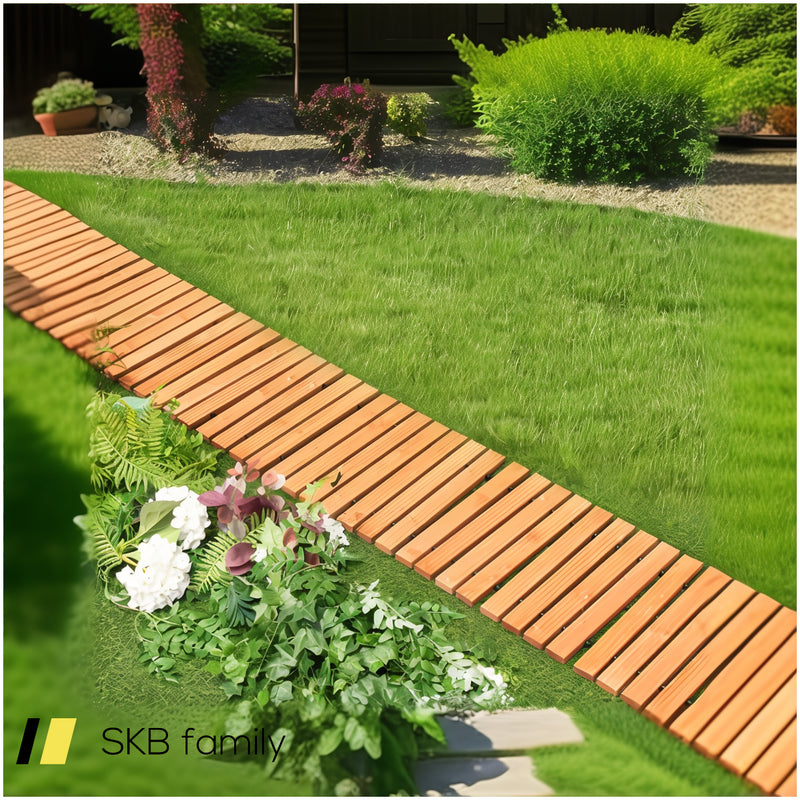 8 Feet Roll-Out Weather-Resistant Patio Hardwood Pathway 240515-229001