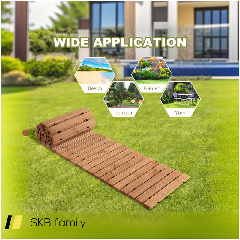 8 Feet Roll-Out Weather-Resistant Patio Hardwood Pathway 240515-229001