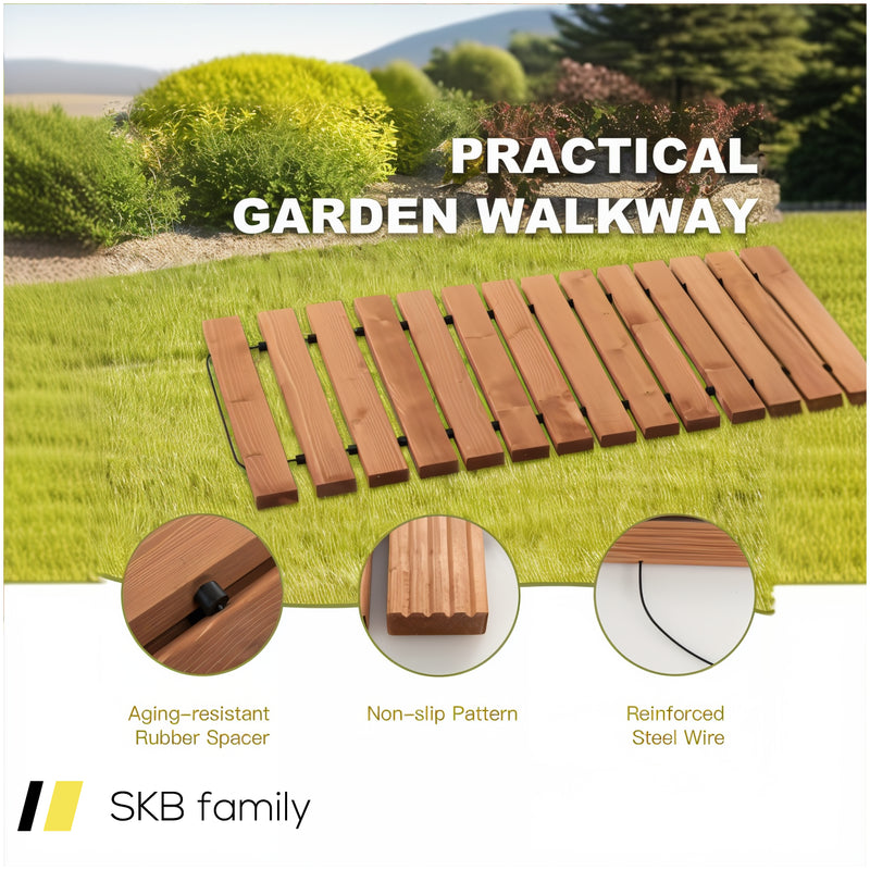 8 Feet Roll-Out Weather-Resistant Patio Hardwood Pathway 240515-229001