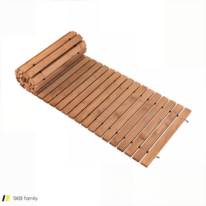 8 Feet Roll-Out Weather-Resistant Patio Hardwood Pathway 240515-229001