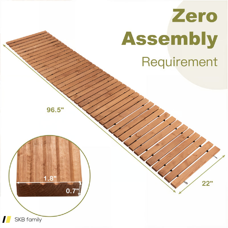 8 Feet Roll-Out Weather-Resistant Patio Hardwood Pathway 240515-229001