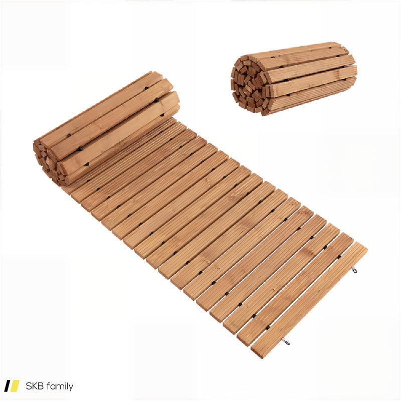 8 Feet Roll-Out Weather-Resistant Patio Hardwood Pathway 240515-229001