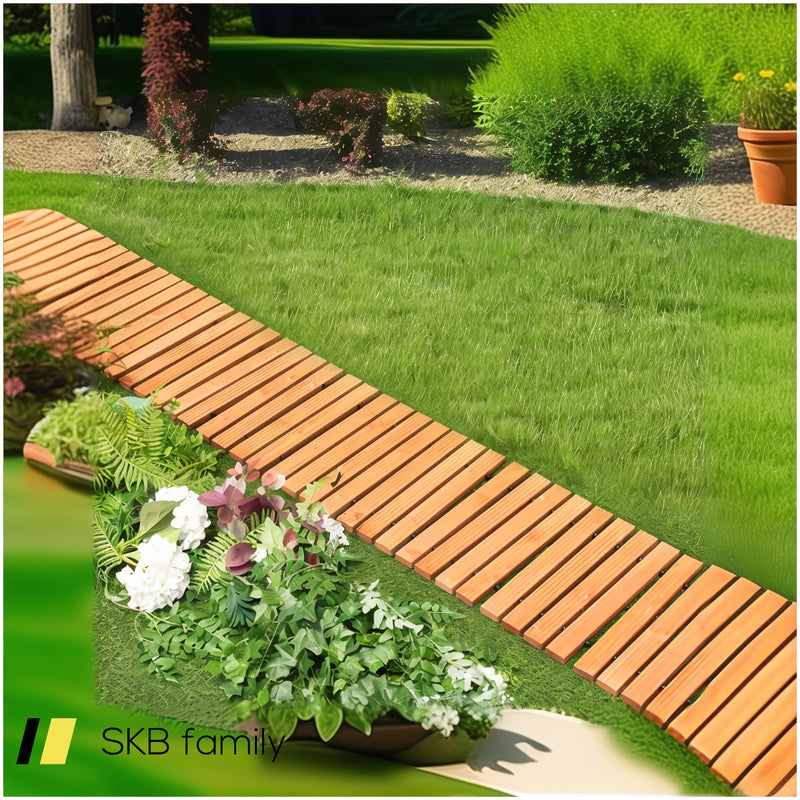 8 Feet Roll-Out Weather-Resistant Patio Hardwood Pathway 240515-229001