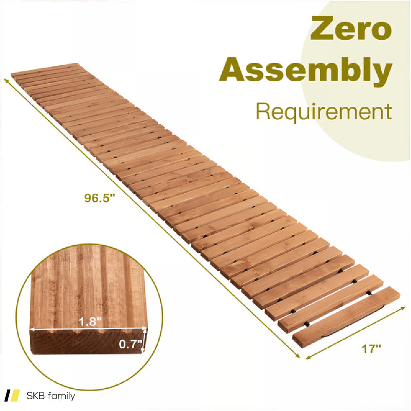 8 Feet Roll-Out Weather-Resistant Patio Hardwood Pathway 240515-229001